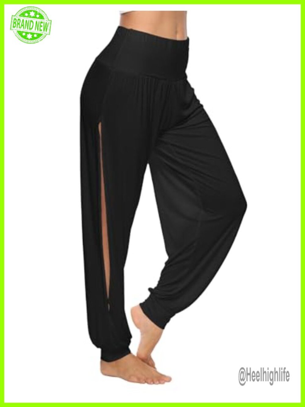 Harem Yoga Pants Side Slit Sport Workout Sweatpants Rayon Spandex